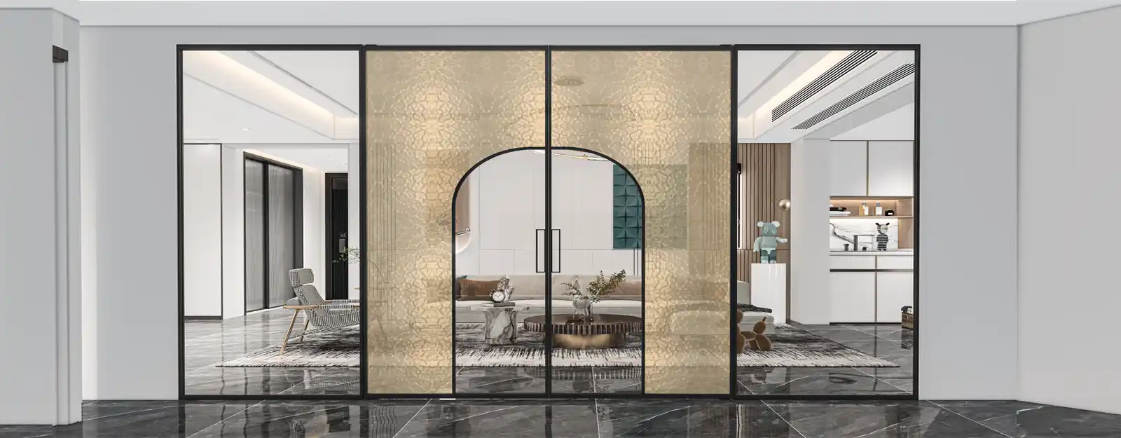 Minimalist Sliding Glass Partitions